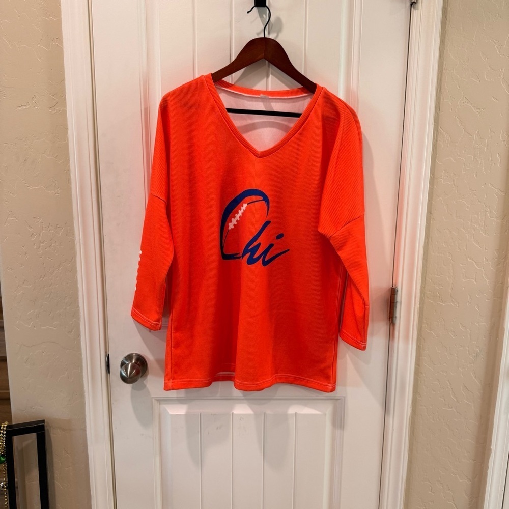 Orange V-Neck Women's Top CHI MED